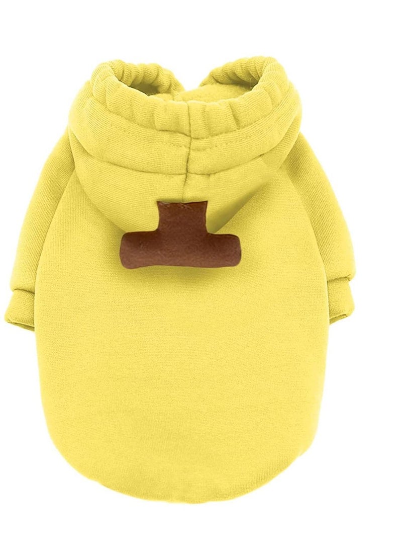 بدلة هودي للكلاب والقطط ملابس الحيوانات الأليفة ملابس  للكلاب زي تنكر شكل جزر دافئ سترة ملابس للطقس البارد ملابس خارجية للقطط والجراء والكلاب الصغيرة والكبيرة صفراء - Image 4